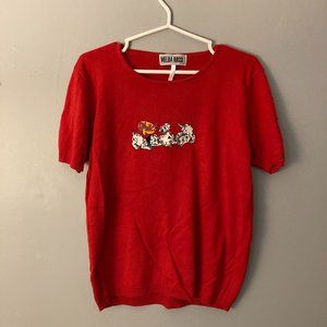 Melda Rossi Red Dalmations Shirt Size M